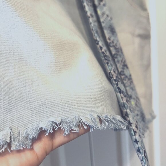 Handmade Upcycled Mini Denim/Jean Distressed Skirt-Belted-Sz. 8-Heart Pockets - Picture 4 of 13